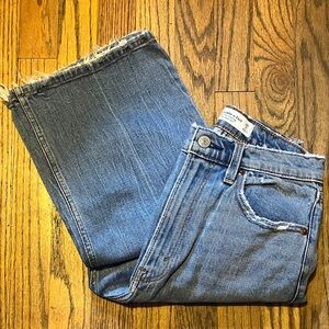 A&F crop wide leg ultra high rise distressed jeans